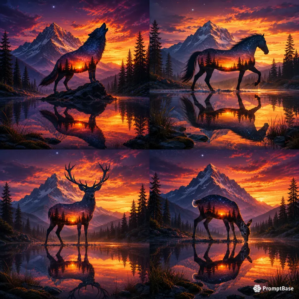 Silhouette Reflections At Dusk