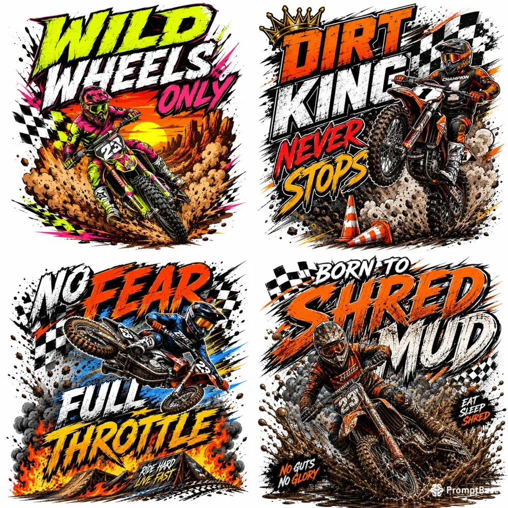 Extreme Motocross Typography Tshirts