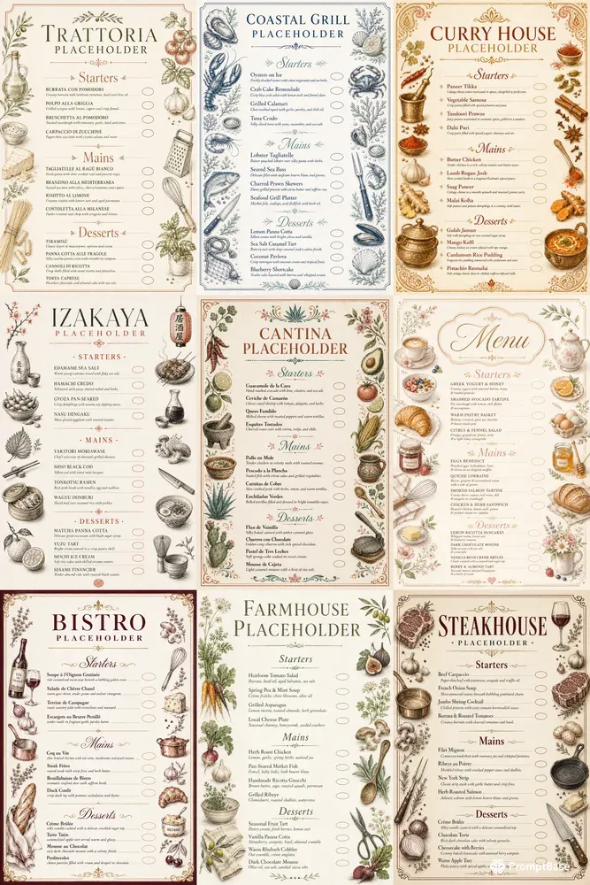 Elegant Restaurant Menu Designs