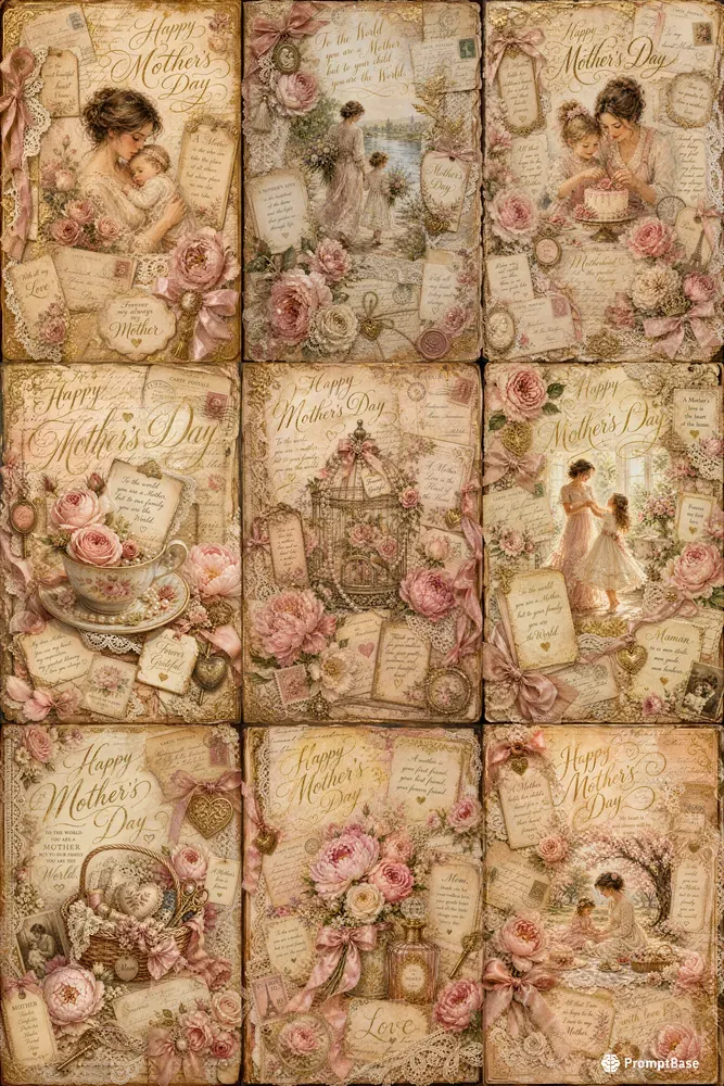 Romantic Mothers Day Junk Journal Pages