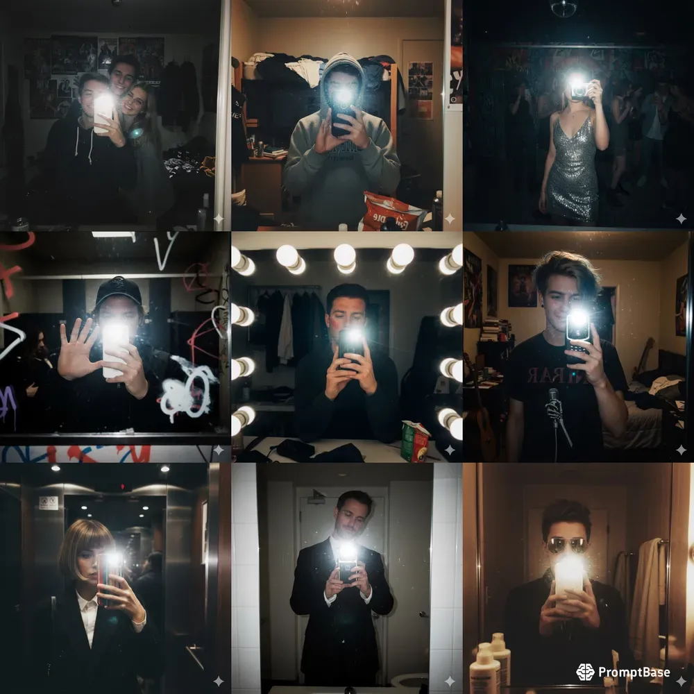 2010s Vintage Mirror Selfie Flashes