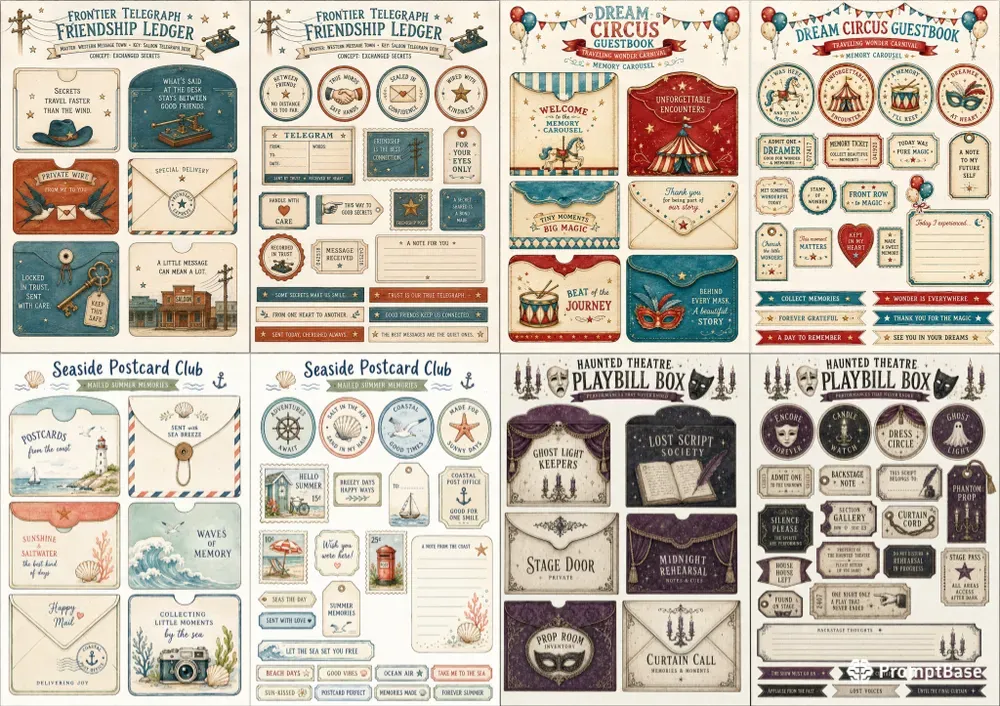 Two Page Junk Journal Ephemera Sets