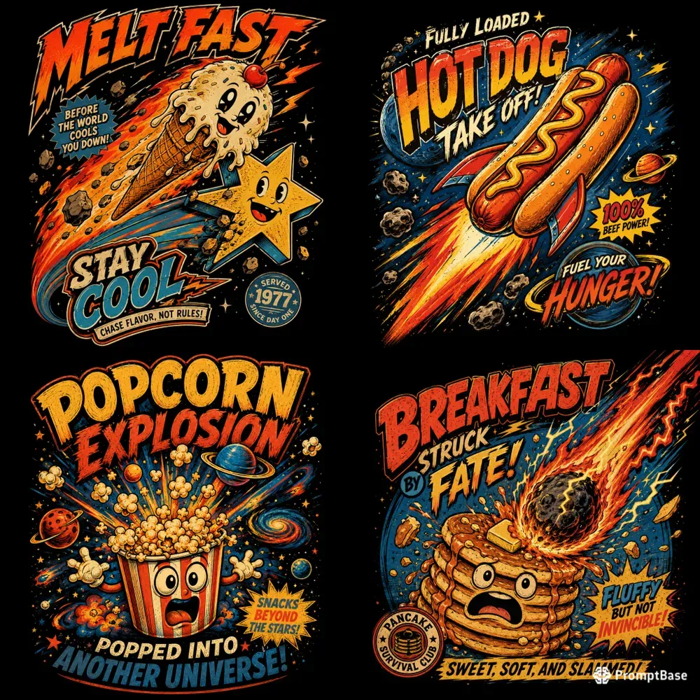 Cosmic Food Impact Tshirt Generator