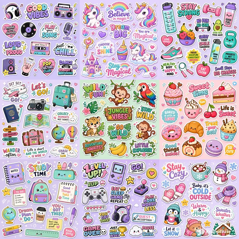 Kawaii Sticker Sheet Sets