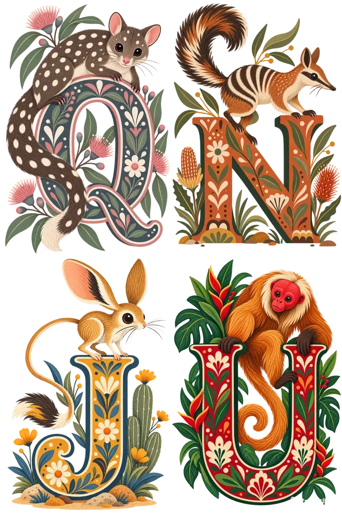 Animal Abc Kids Nursery Wall Art Pods