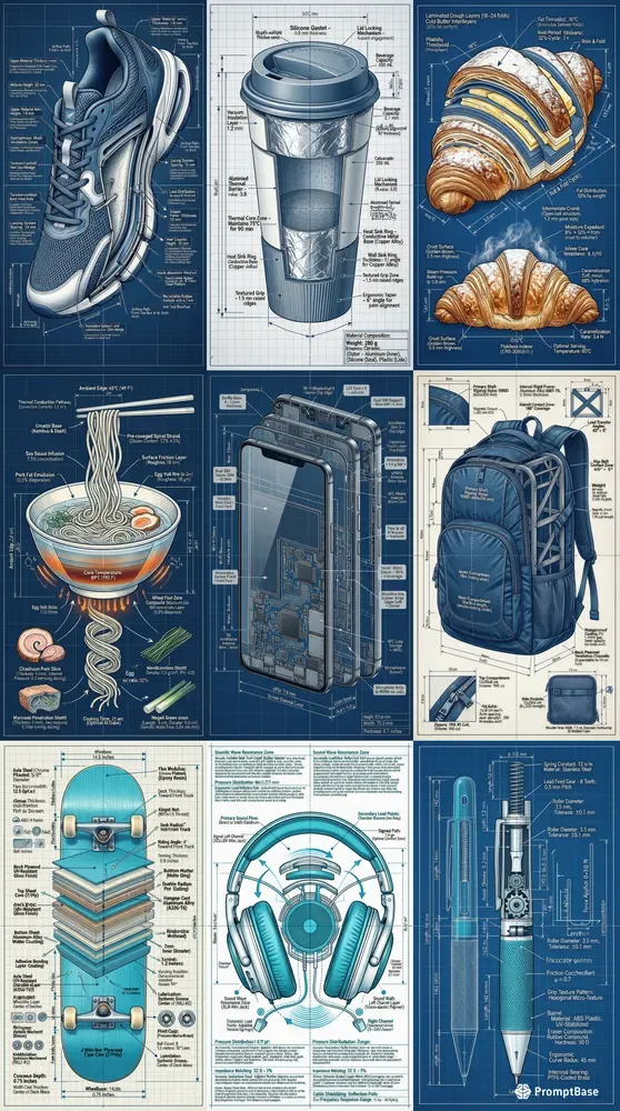 Blueprint Style Graphic Designs