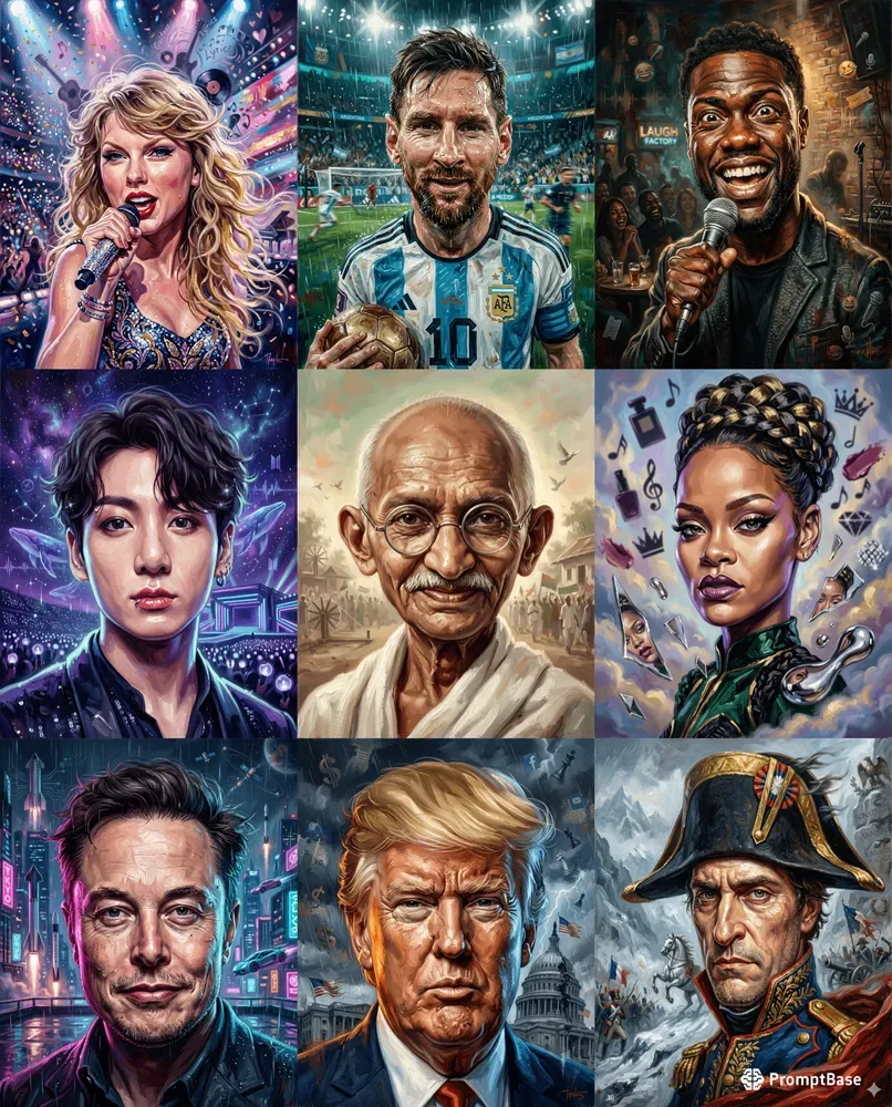 Famous People Oil Caricature Wallpapers