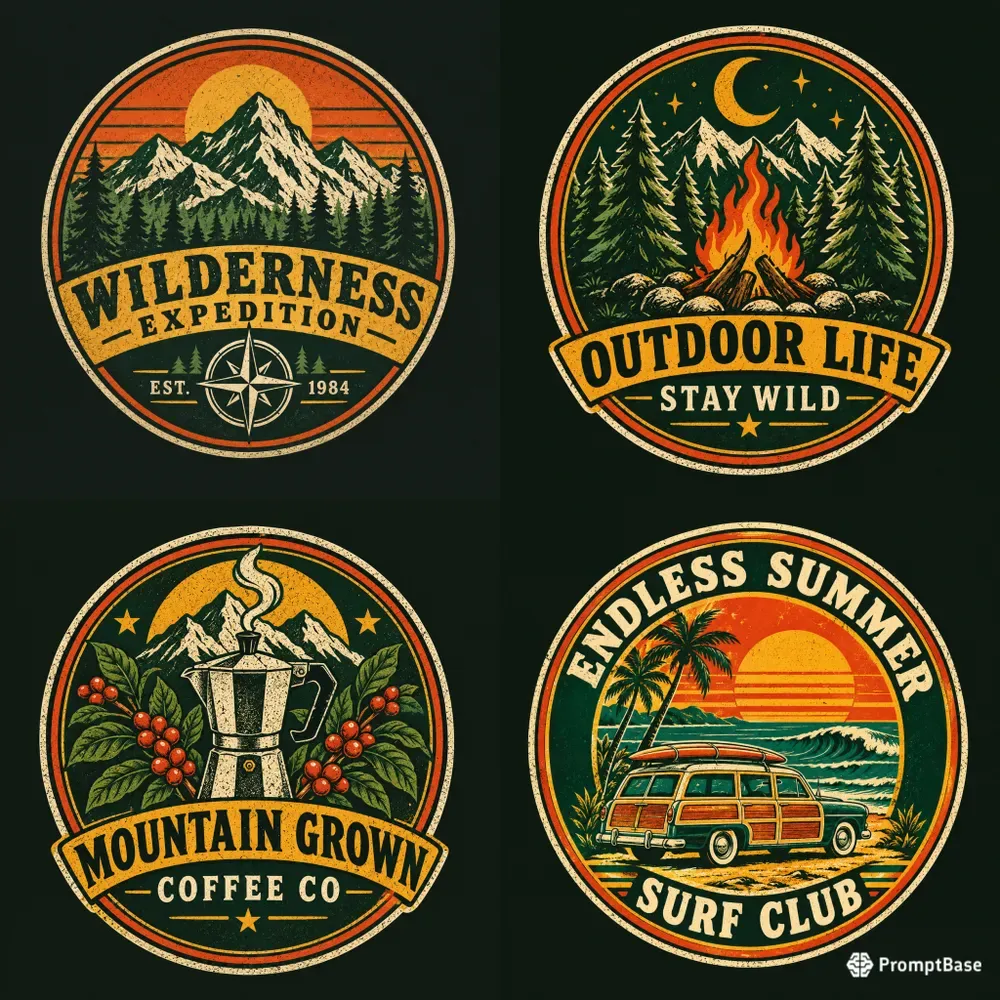 Vintage Badge Outdoor Adventure Logos