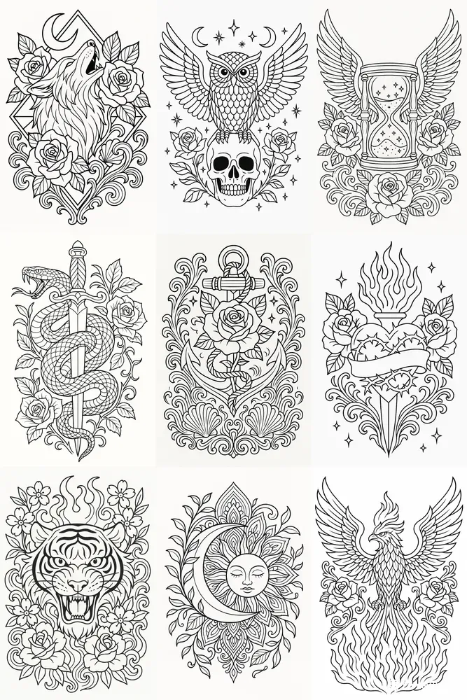 Tattoo Coloring Books For Adults