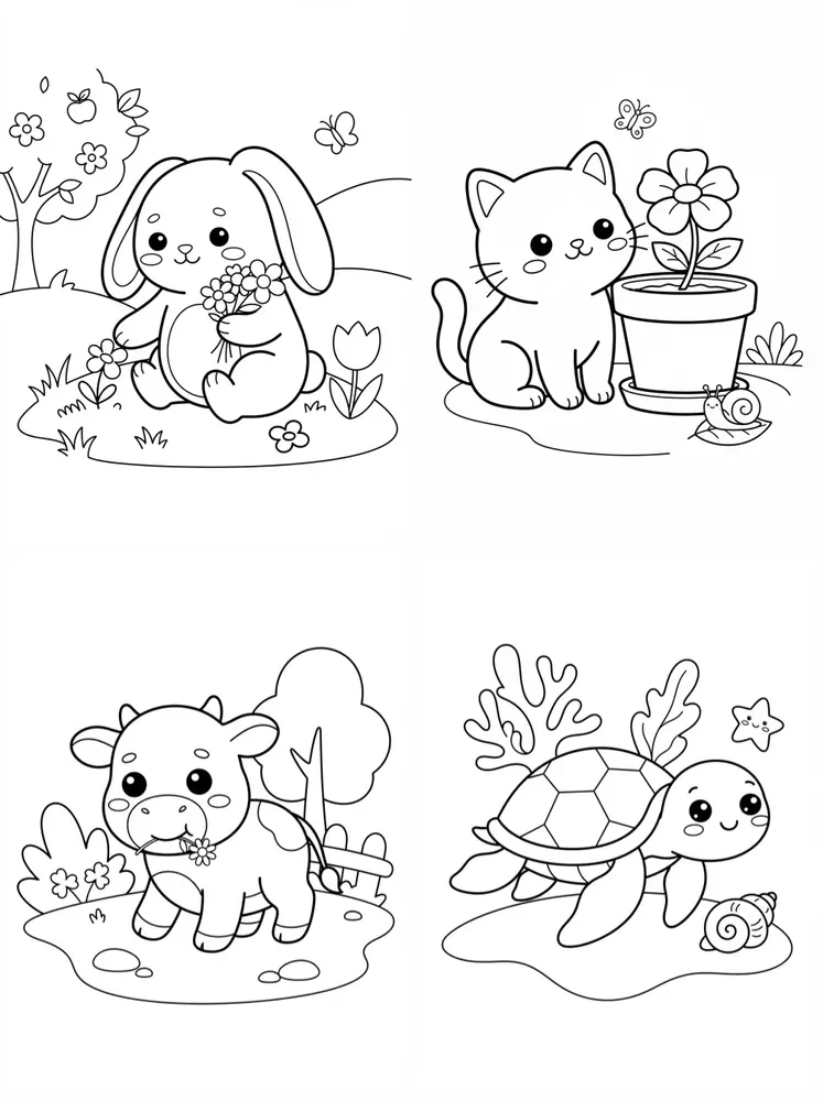 Kawaii Kids Coloring Pages