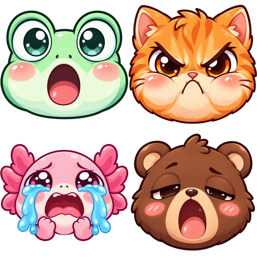 Cute Kawaii Animal Reaction Emotes