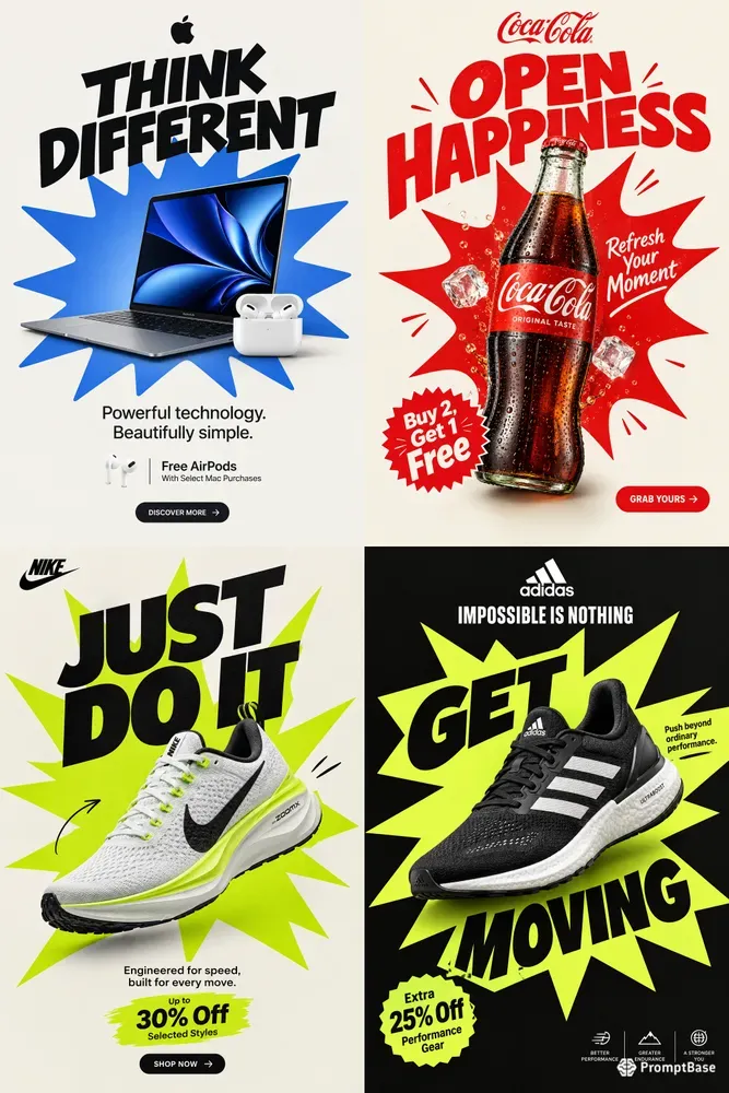Burst Graphic Product Ad Posters