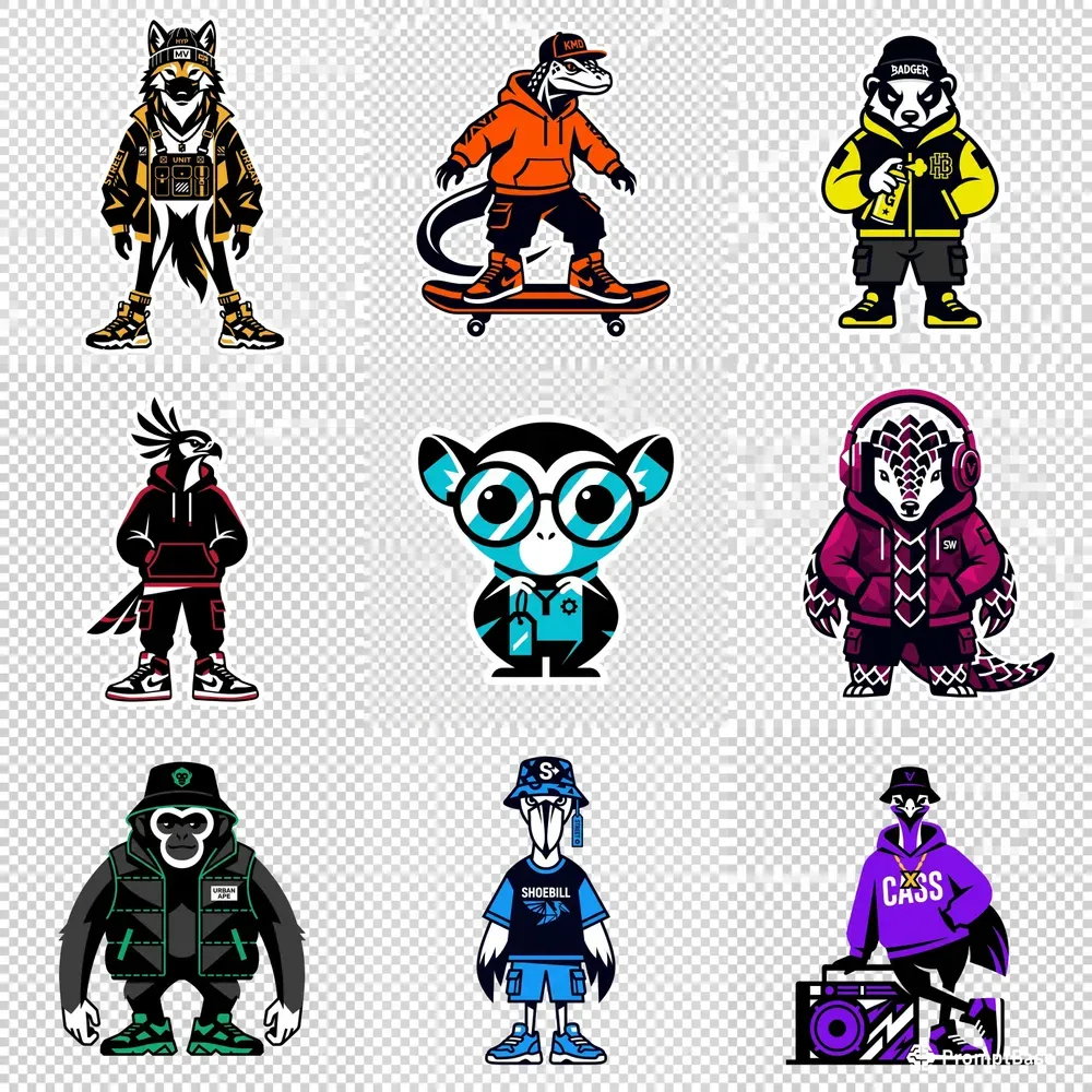 Urban Streetwear Mascot Sticker Pods