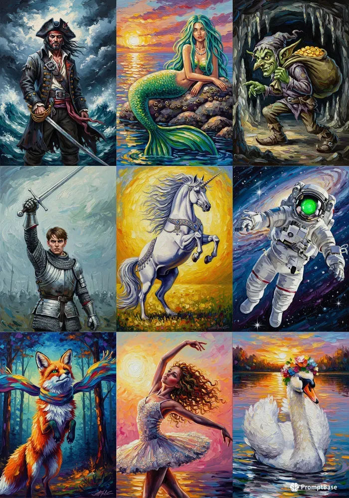 Impasto Oil Painting Characters Clipart