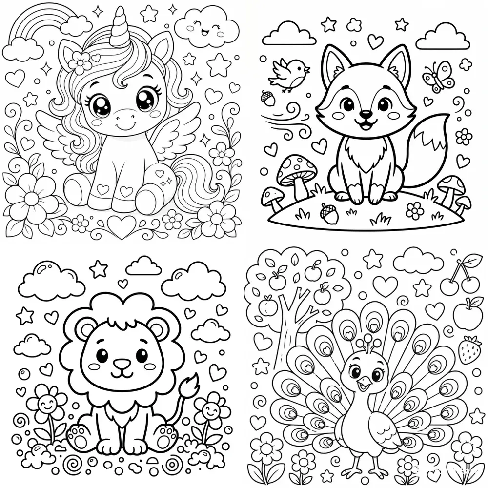 Child Friendly Coloring Book Line Art
