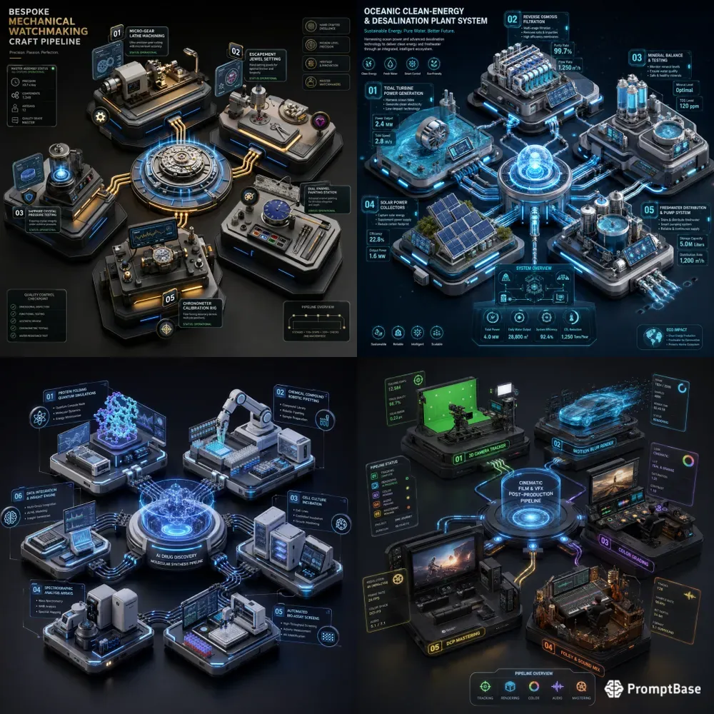 3D Isometric Pipeline Dioramas