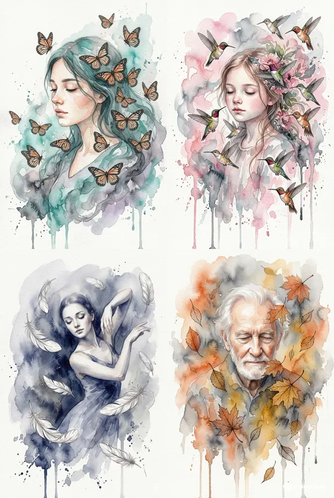 Ethereal Watercolor Nature Portraits