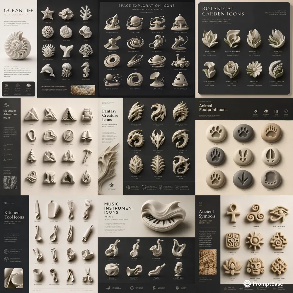 Organic Lineless Sculptural Icon Systems