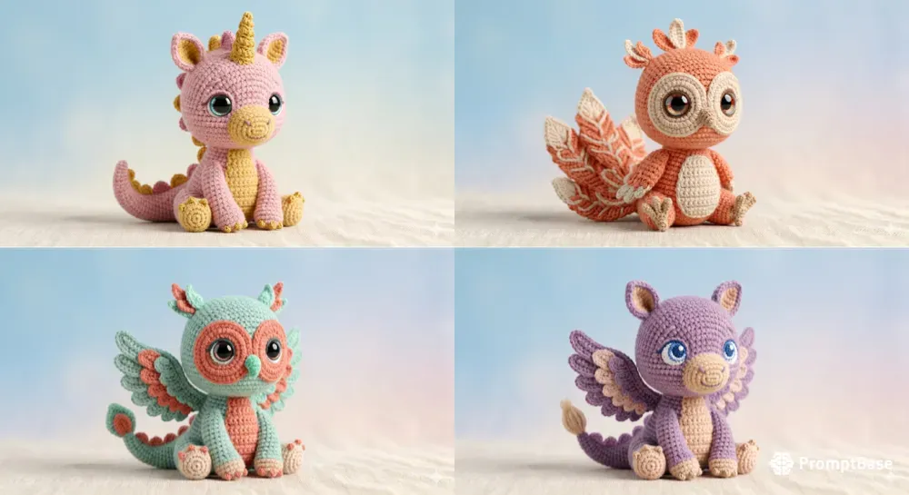 Cozy 3D Crochet Fantasy Baby Creatures