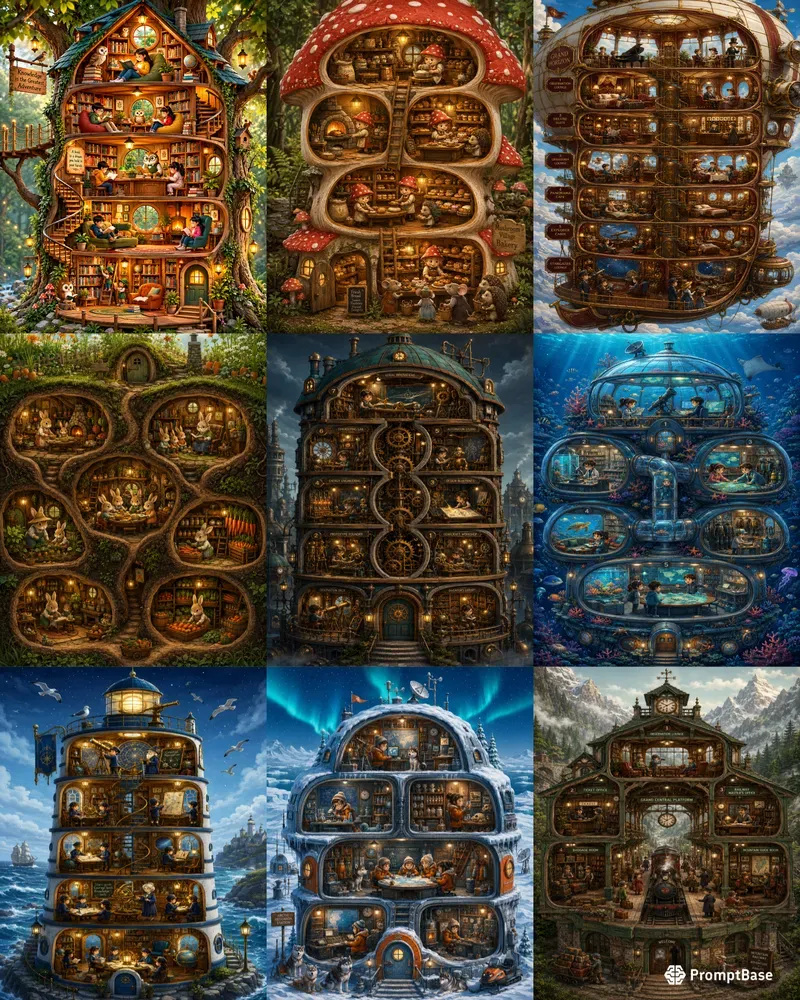 Whimsical Cutaway Building Makers