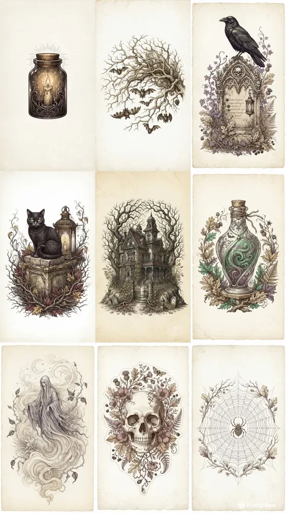 Victorian Gothic Halloween Cliparts