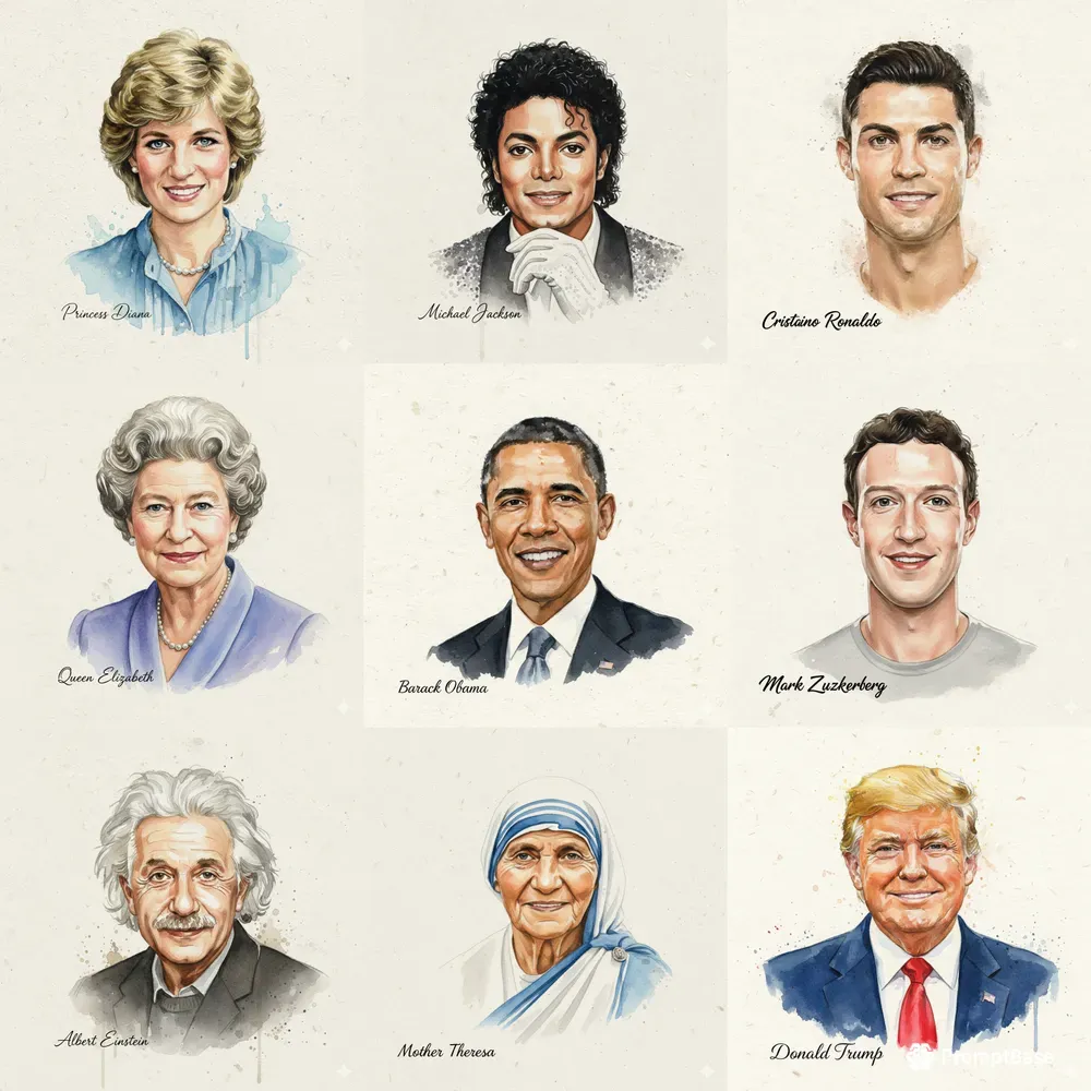 Watercolor Portraits Of Famous People