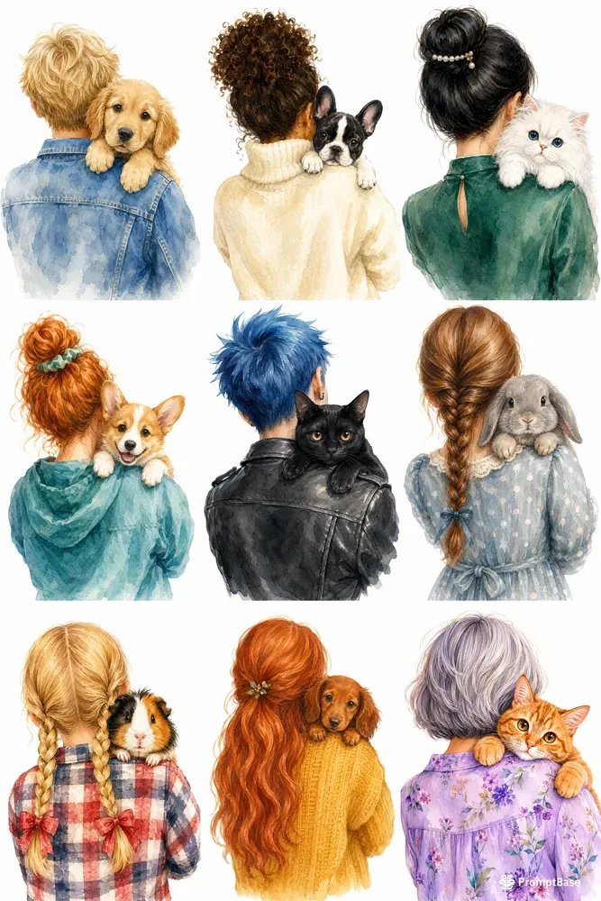 Cozy Watercolor Pet Portraits