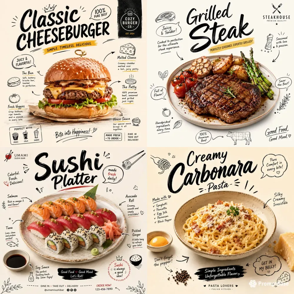 Doodle Food Poster Creators