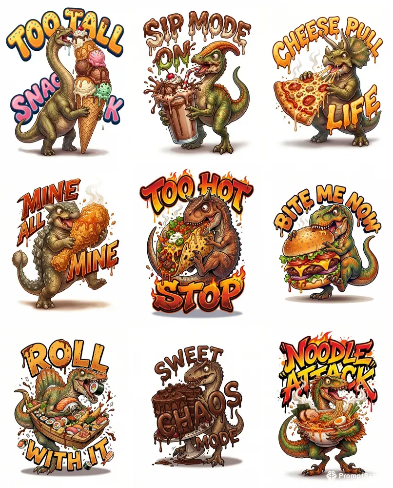 Funny Dino Food Tshirts
