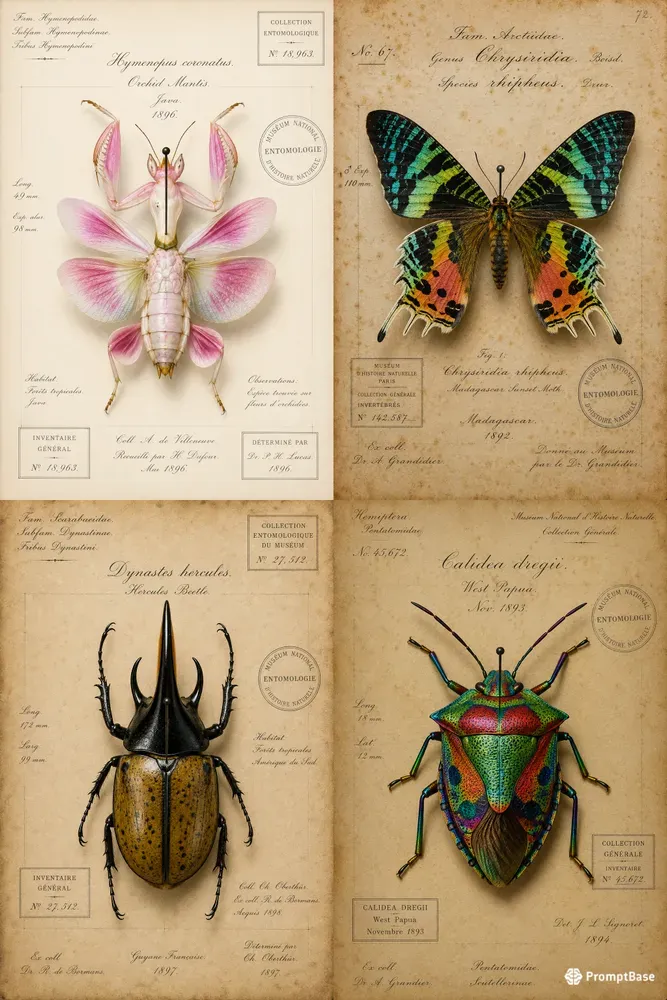 Vintage Entomology Insect Specimen Art