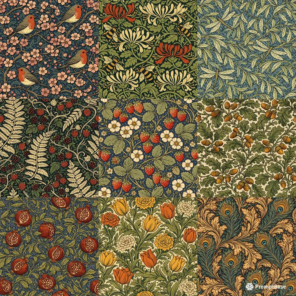 Victorian Botanical Seamless Patterns