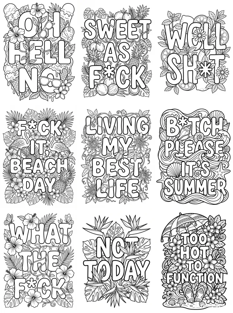 Adult Swear Word Summer Coloring Pages