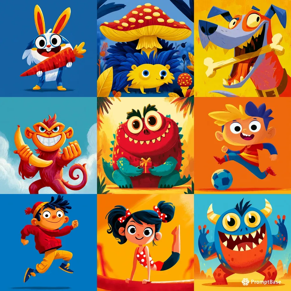 Cartoon Characters Animals And Children