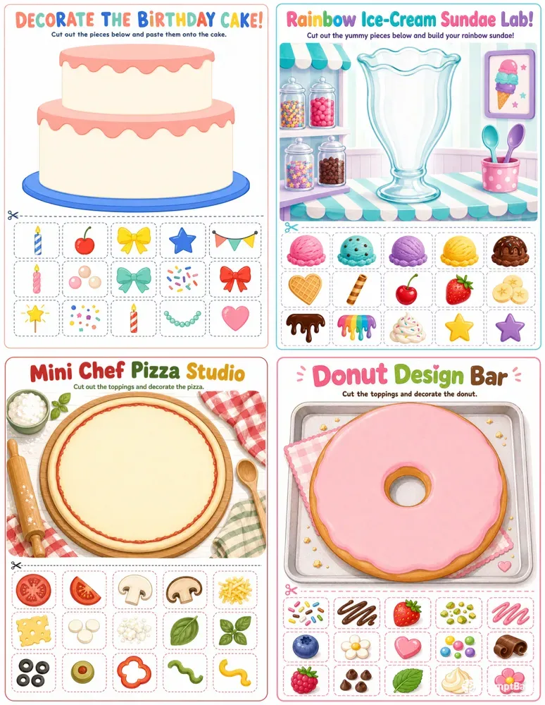 Kids Cut And Paste Decorating Worksheets