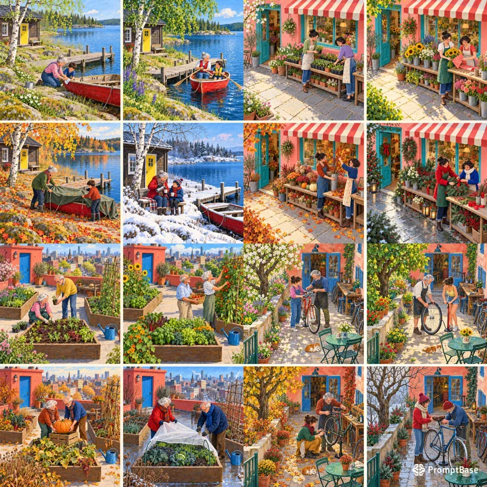 Colorful Seasonal Story Art Prints