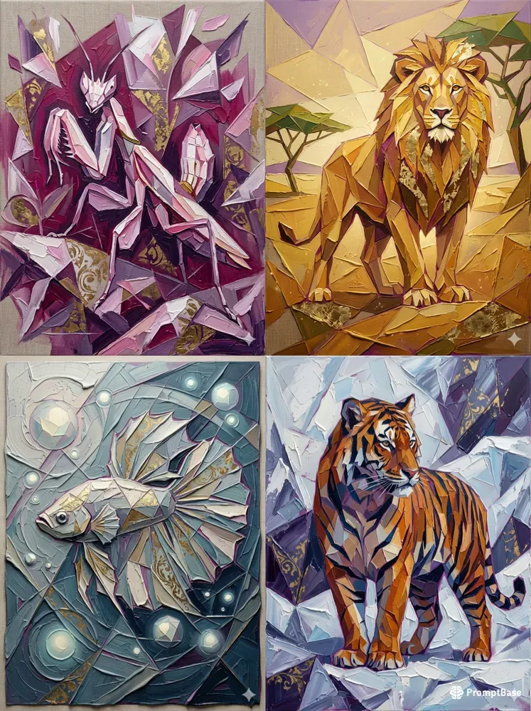 Impasto Cubist Animal Abstract Art