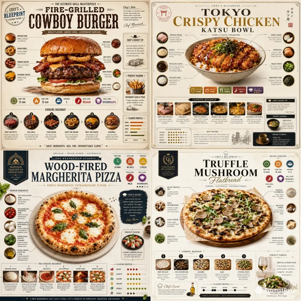 Luxury Chef Recipe Blueprint Posters