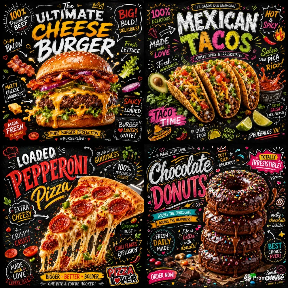 Chalkboard Food Pop Art Sets