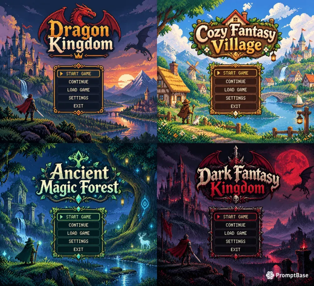 8bit RPG Main Menu UI Generator