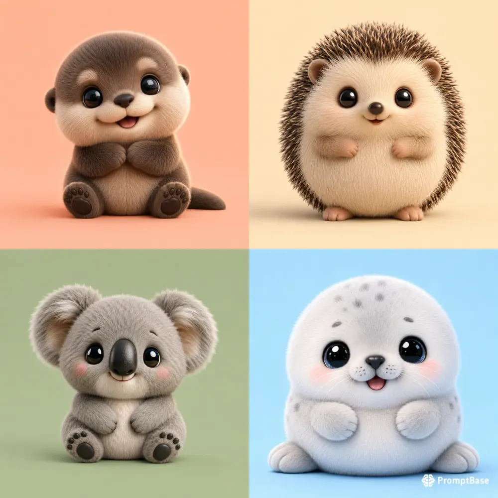 Cute Fluffy Mascot Animals