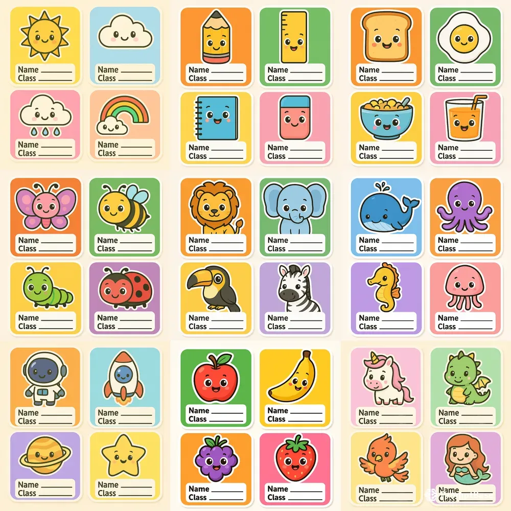 Cute Cartoon School Label Packs