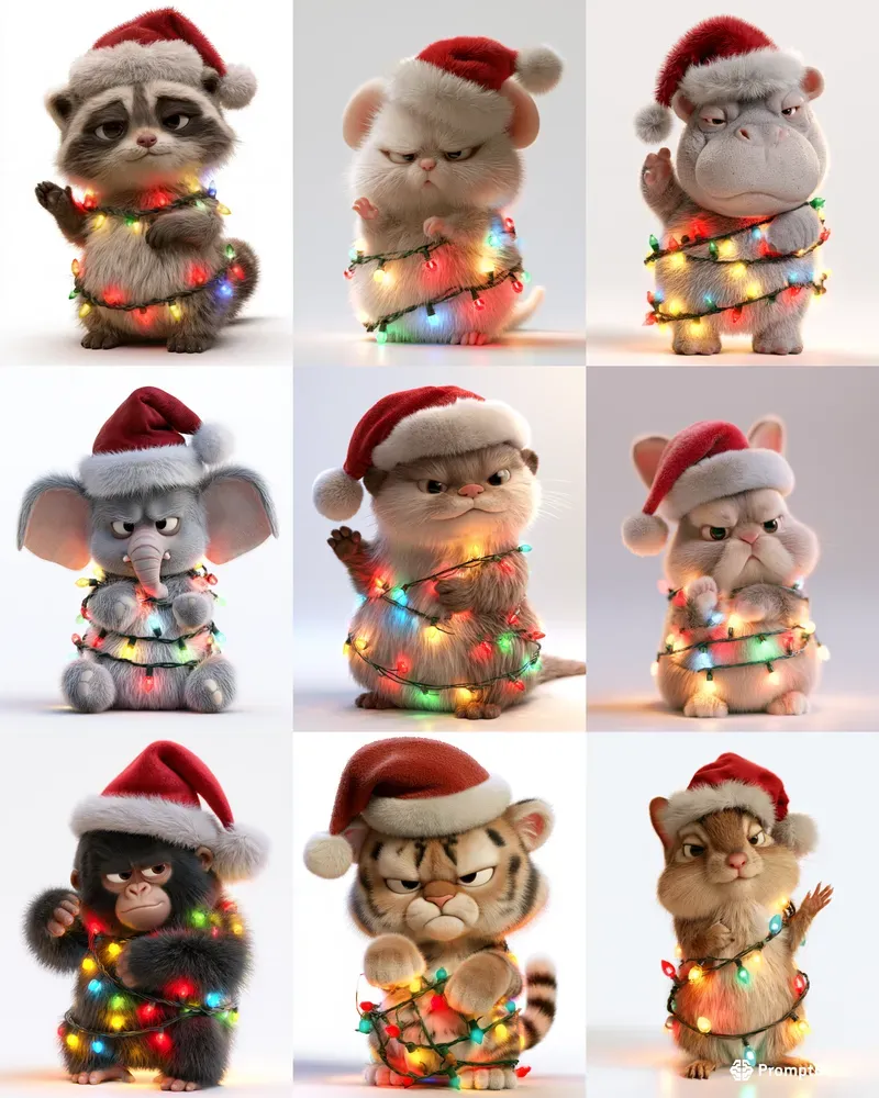 3D Christmas Lights Animals