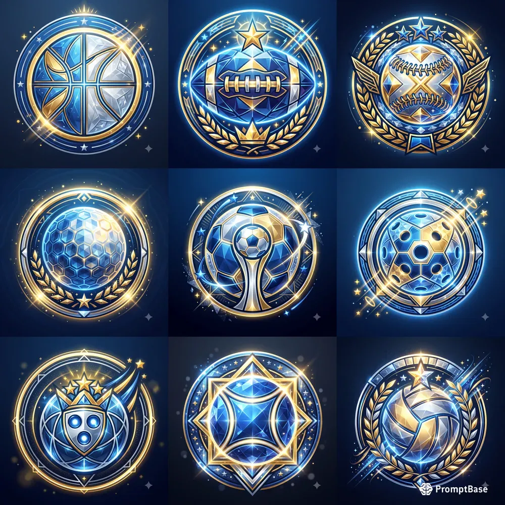 Modern Glowing Athletic Ball Emblems