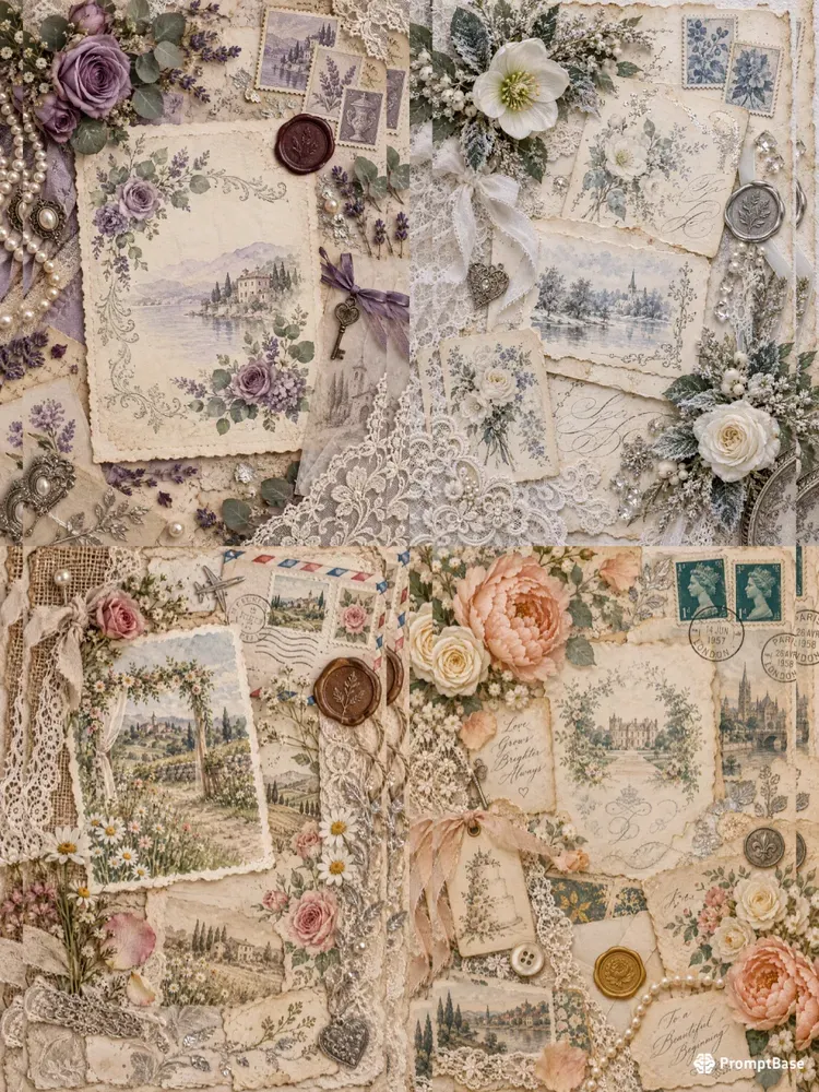 Vintage Wedding Ephemera Page Builders