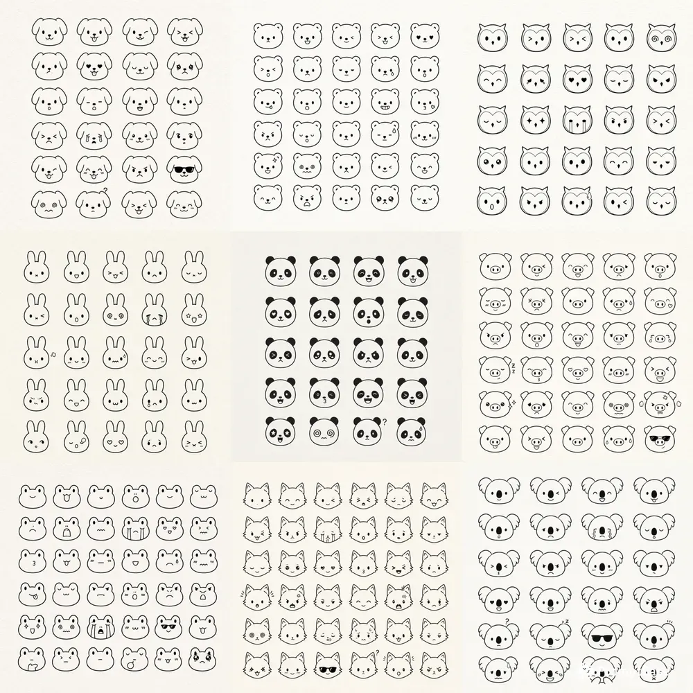 Minimal Kawaii Face Icon Collections