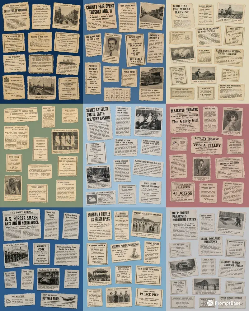 Vintage News Clipping Cutouts