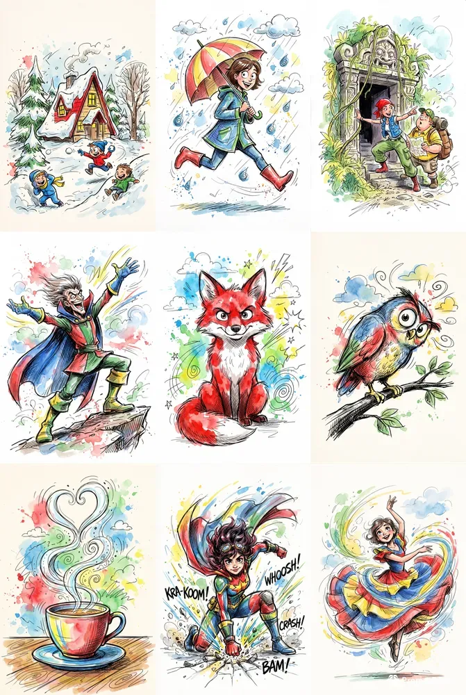 Expressive Comic Sketch Illustrations