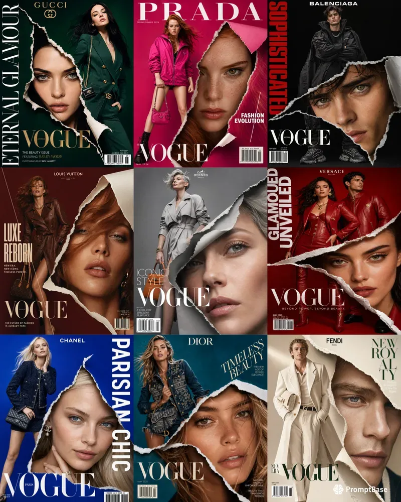 Cinematic Vogue Magazine Torn Covers