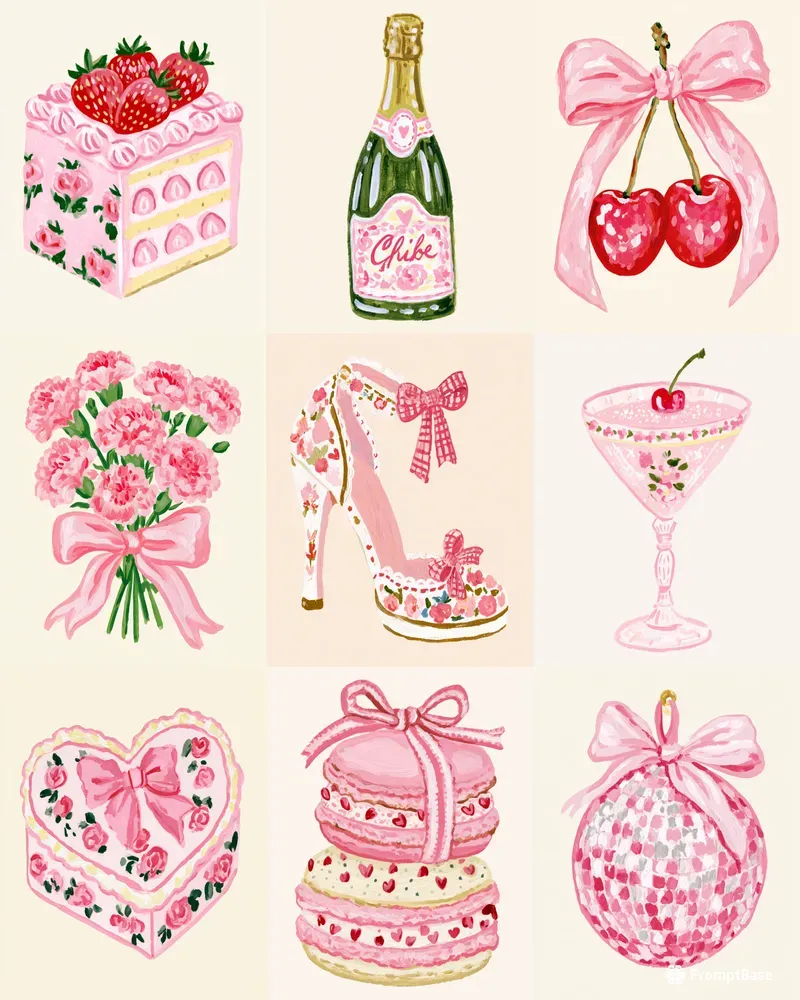 Preppy Coquette Painted Clipart