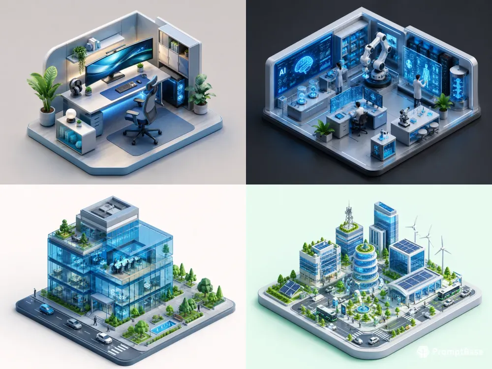 3D Isometric Tech Business Illustrations